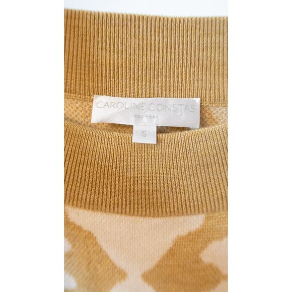 CAROLINE CONSTAS Camo Wool Knit Metallic Balloon Sleeve Crewneck Sweater SMALL - Picture 3 of 8